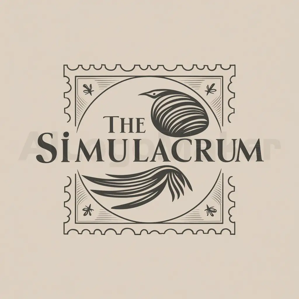 a logo design,with the text "The Simulacrum", main symbol:bird, art nouveau postage stamp,Moderate,clear background