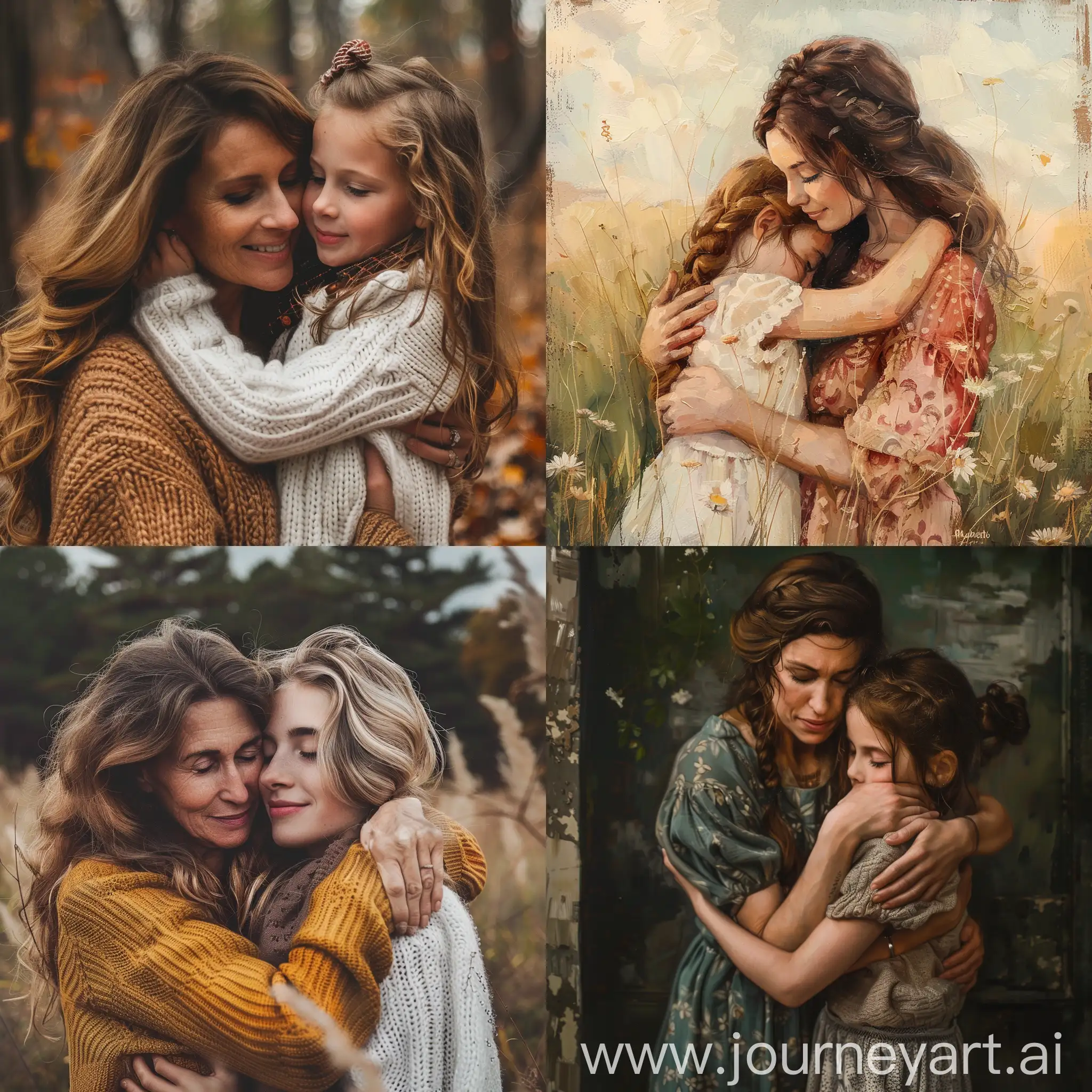 mom and daughter hugging