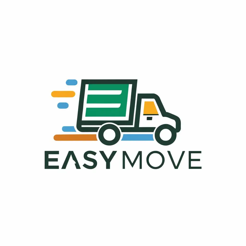 a logo design,with the text "EASY MOVE", main symbol:Kei truck,Moderate,clear background