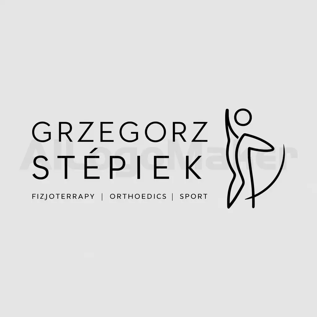 a logo design,with the text "Grzegorz Stępień", main symbol:Fizjoterapia, ortopedia, sport,Minimalistic,be used in Medical industry,clear background