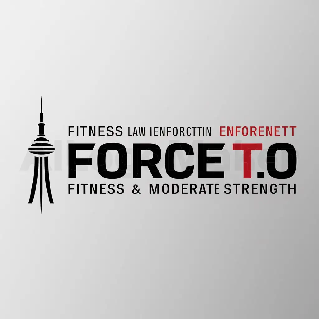 a logo design,with the text "Force T.O", main symbol:CN Tower, Fitness, Law Enforcement,Moderate,be used in MIlita industry,clear background