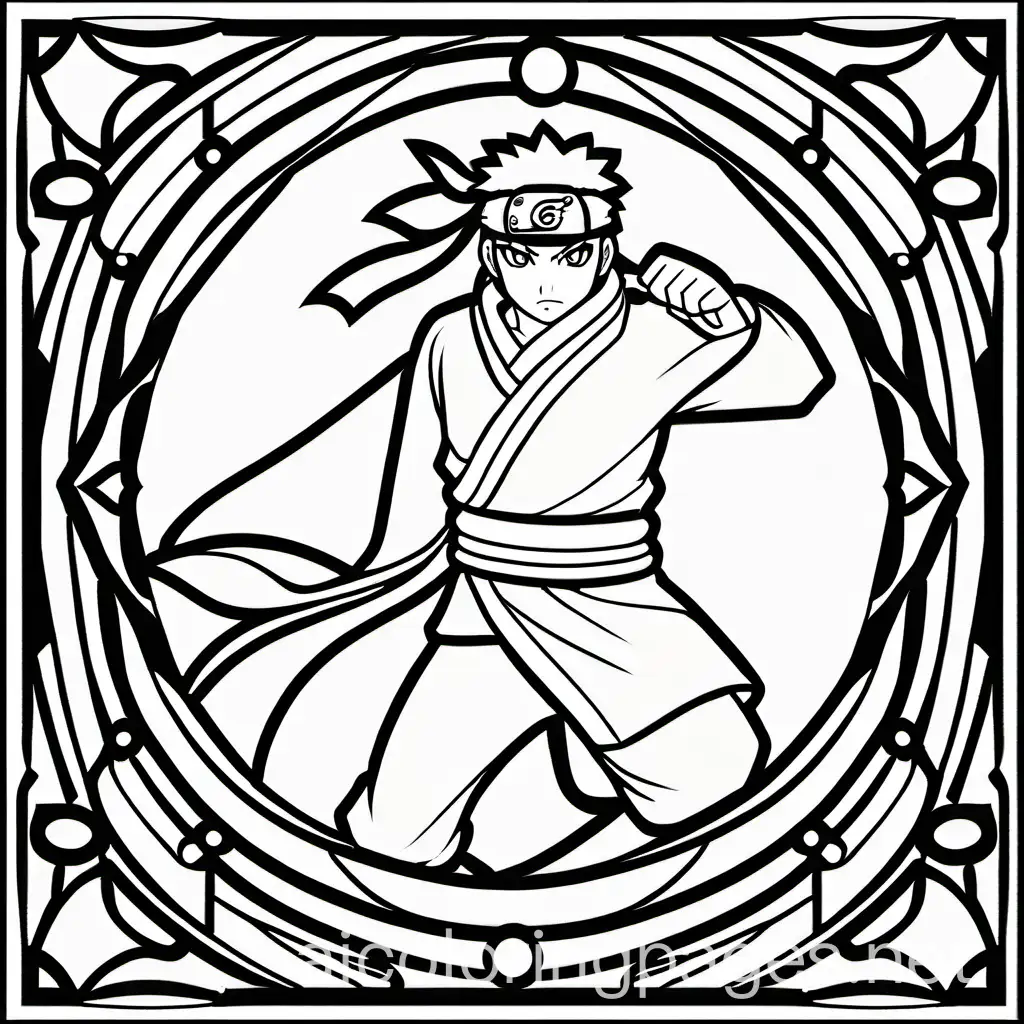 Stained-Glass-Naruto-in-Meadows-Coloring-Page-Simple-Line-Art-for-Kids
