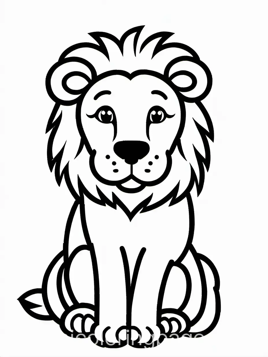 simple drawing for kids, no background, kids style lion
, Coloring Page, black and white, line art, white background, Simplicity, Ample White Space. The background of the coloring page is plain white to make it easy for young children to color within the lines. The outlines of all the subjects are easy to distinguish, making it simple for kids to color without too much difficulty