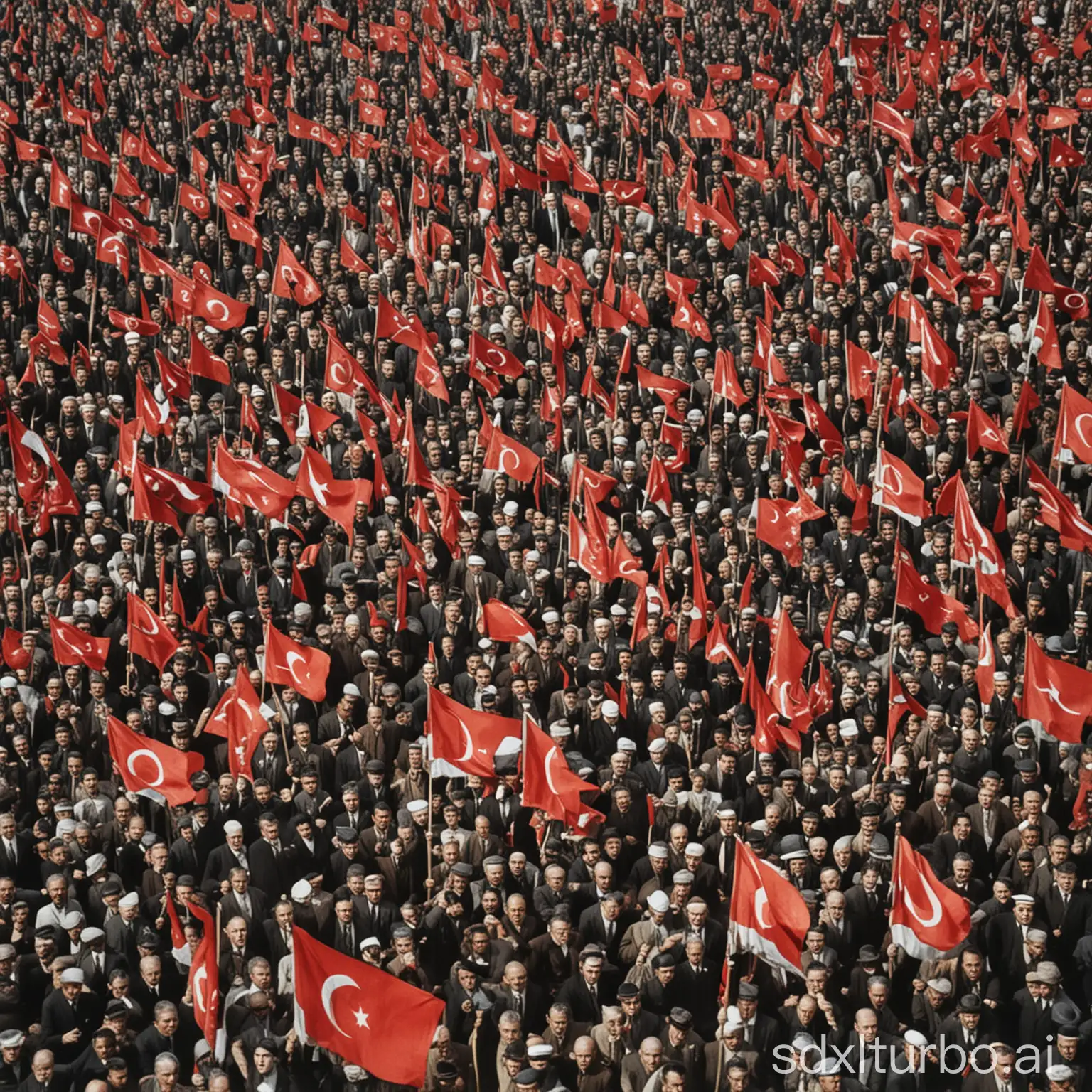 Mustafa Kemal Atatrk Leading Civil Citizens with Turkish Flag | SDXL ...