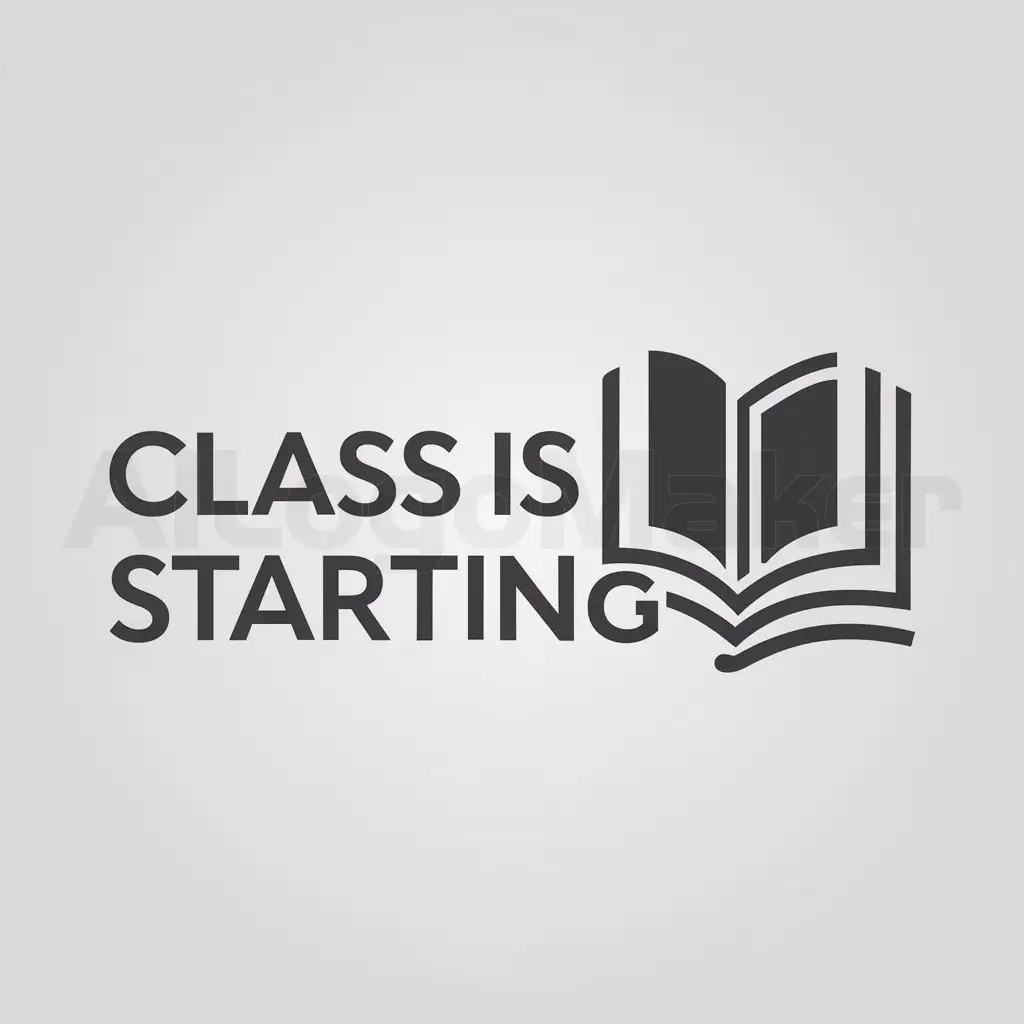 a logo design,with the text "Class is starting", main symbol:book,Moderate,be used in Education industry,clear background