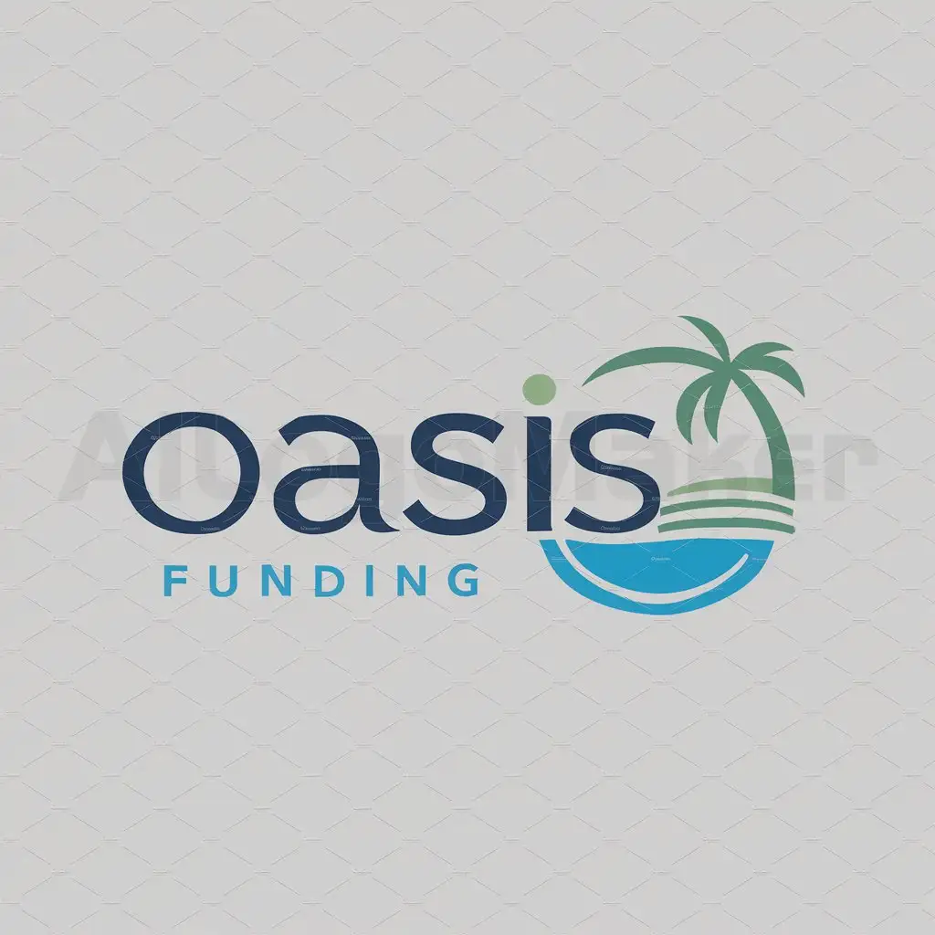 LOGO-Design-For-Oasis-Funding-Tranquil-Water-and-Palm-Trees-Landscape