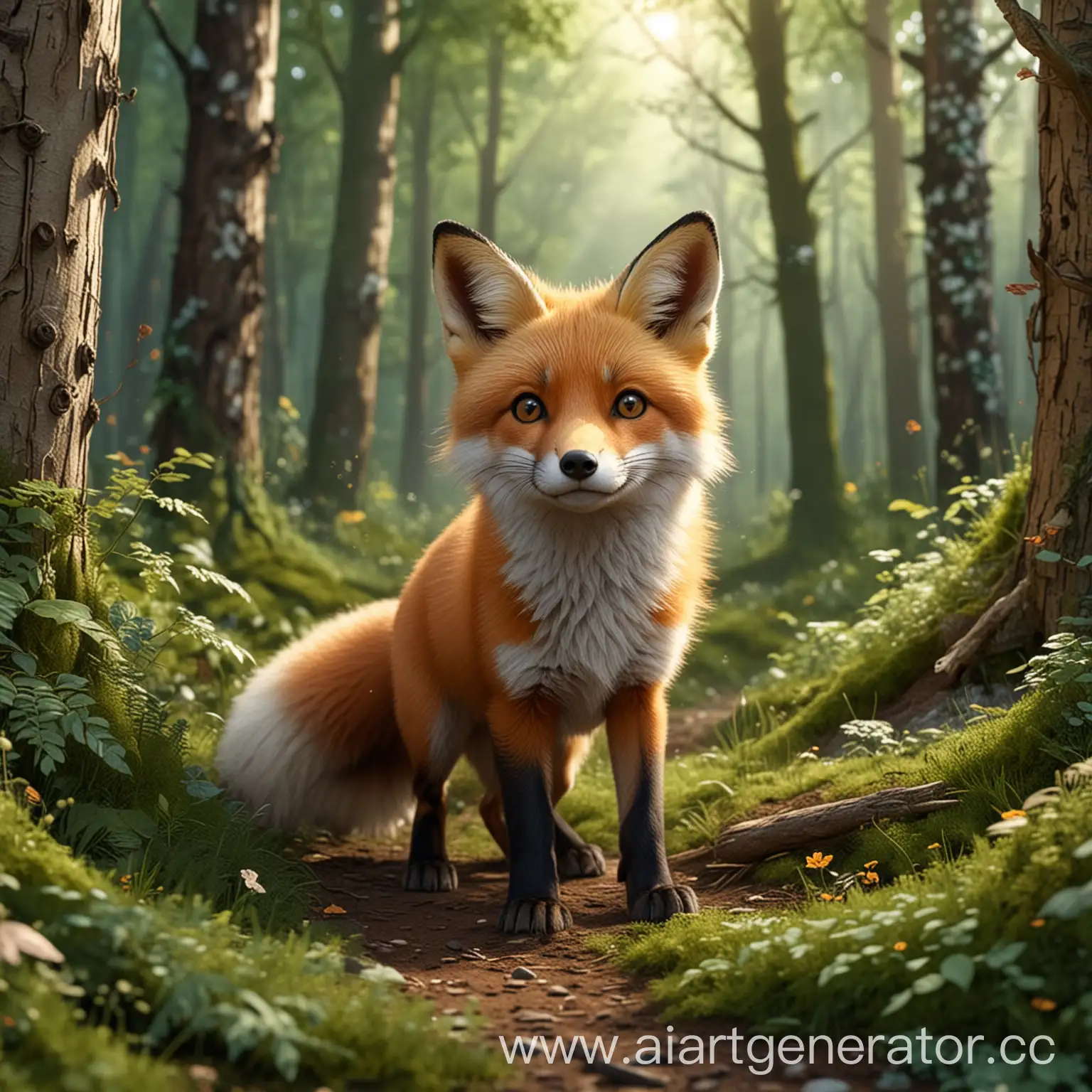 Adorable-Fox-Enjoying-Serene-Beauty-of-Forest