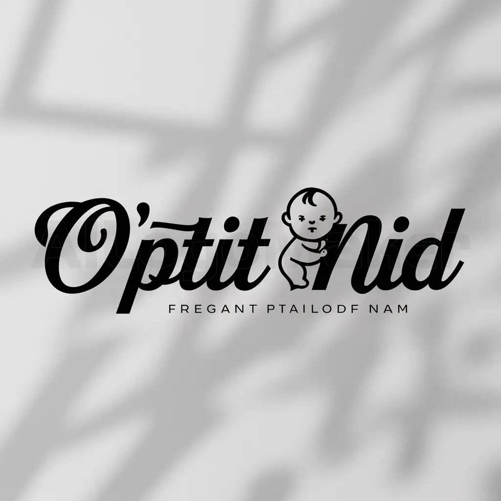 a logo design,with the text "O'Ptit Nid", main symbol:baby,Moderate,clear background