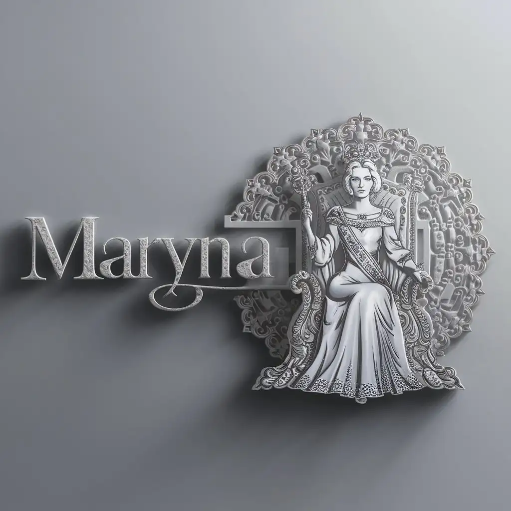 a logo design,with the text "MARYNA", main symbol:empress,complex,clear background