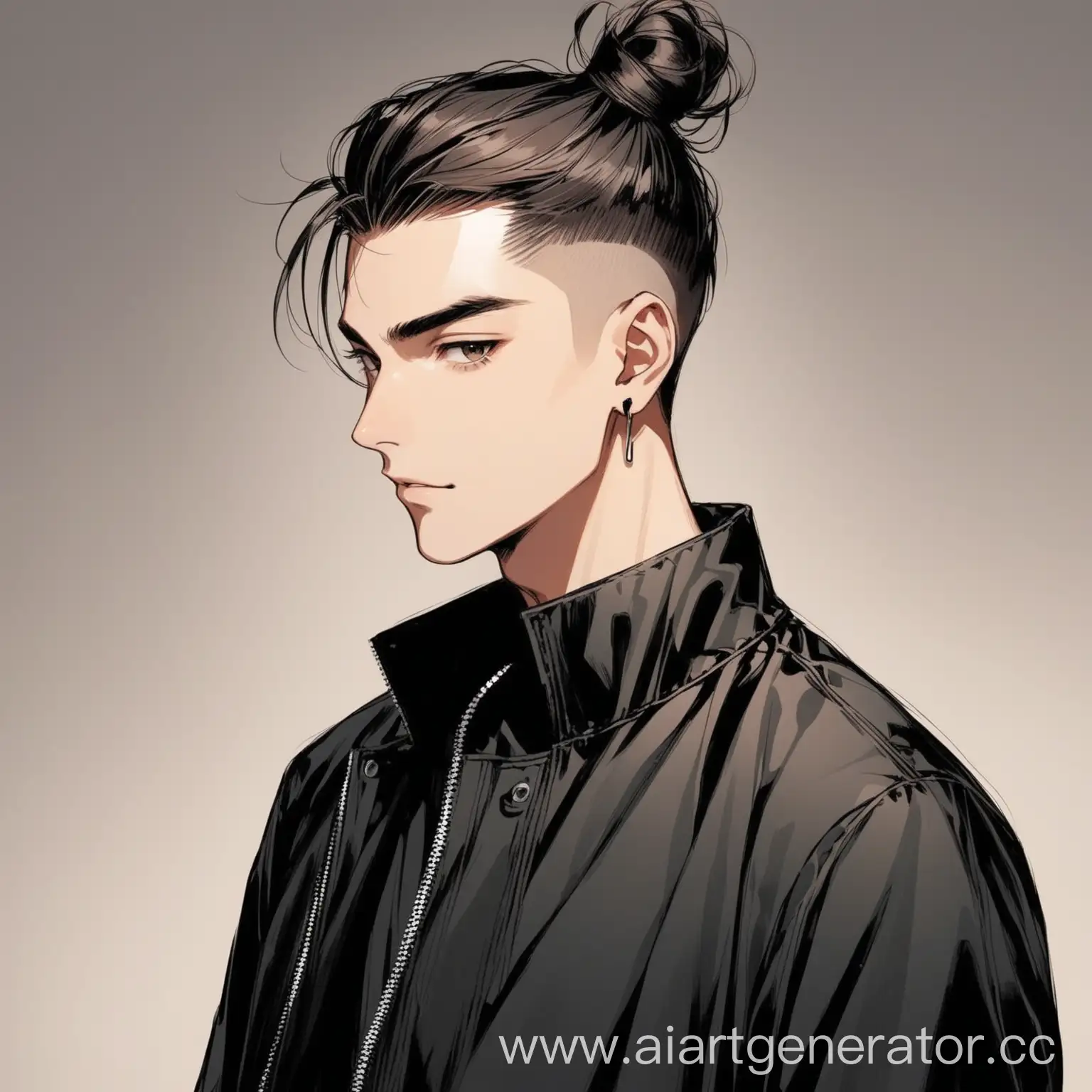 Stylish-Man-with-Top-Knot-Hair-in-Black-Jacket