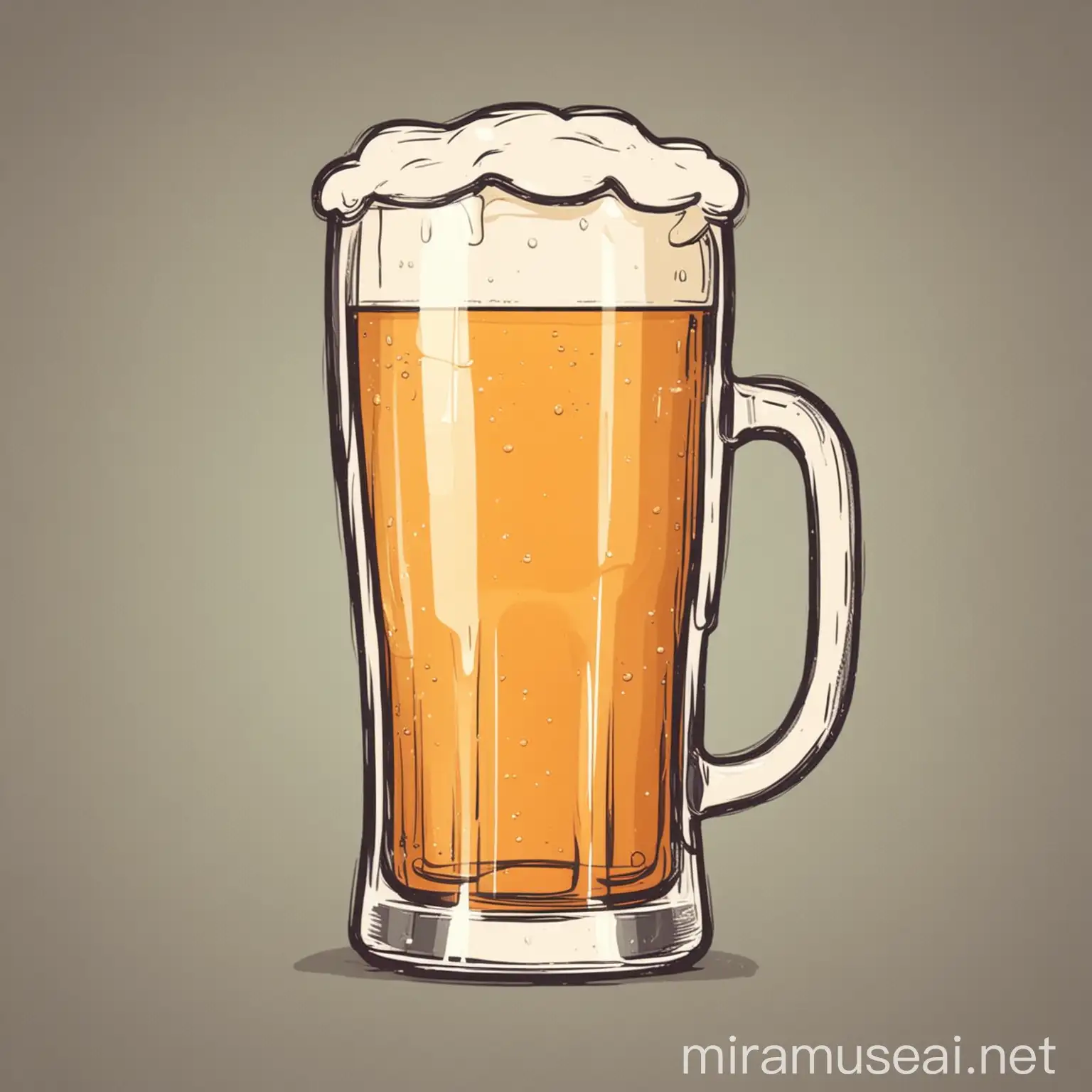 Cartoon Beer Glass Drawing Whimsical Tankard with Pastel Colors