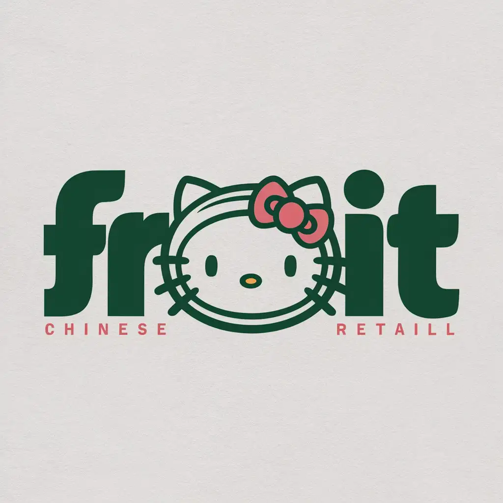 a logo design,with the text "fruit", main symbol:shuiguo HelloKitty,Moderate,be used in Retail industry,clear background