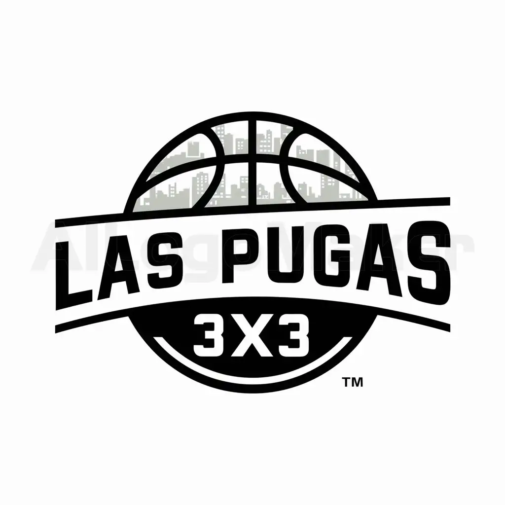 a logo design,with the text "Las Pugas 3x3", main symbol:basketball, city,complex,be used in Basketball industry,clear background