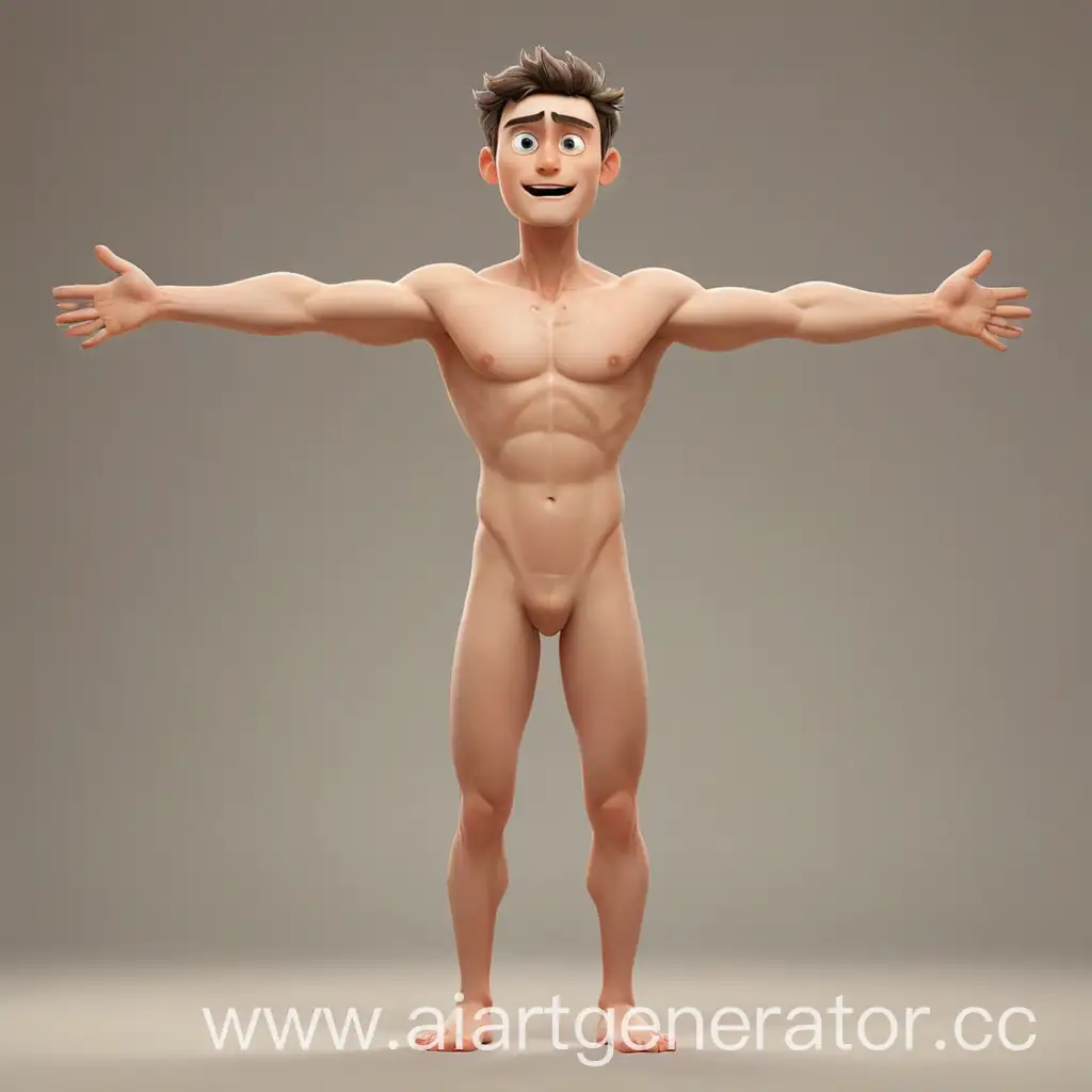 Naked-Cartoon-Man-Standing-with-Arms-Extended