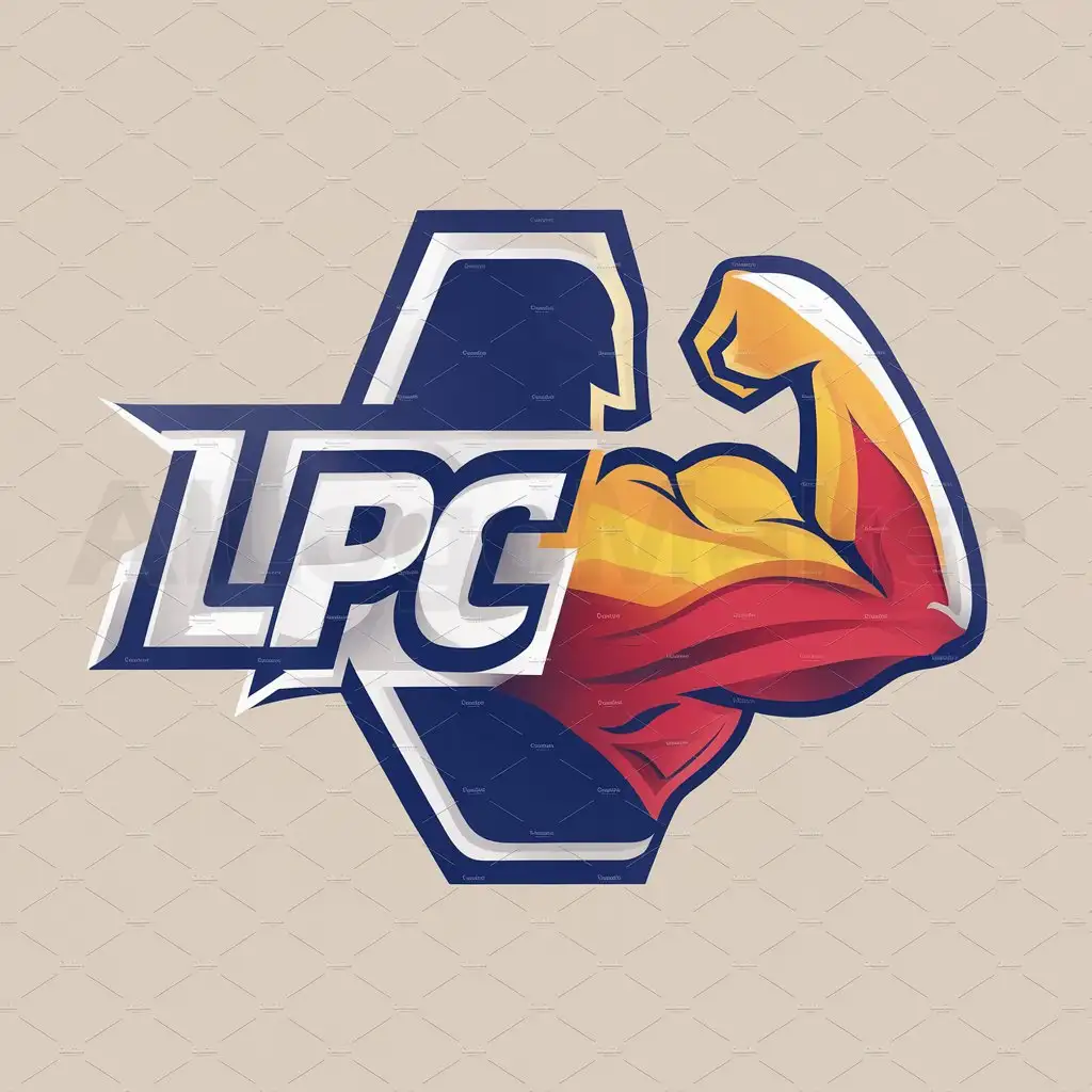 a logo design,with the text "LPC", main symbol:A strong Muscle with Philippine color combination,Moderate,be used in Others industry,clear background