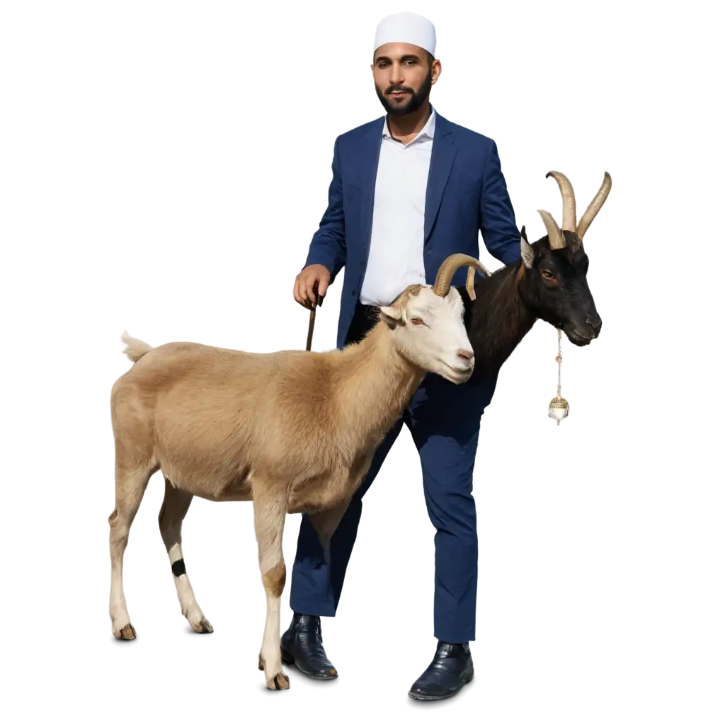 a man with goat at eidul al adha