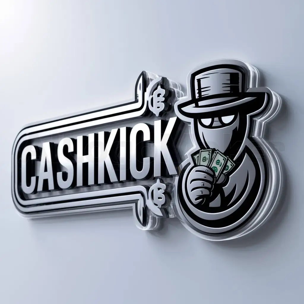 a logo design,with the text "CASHKICK", main symbol:A bandit with money,complex,be used in Internet industry,clear background