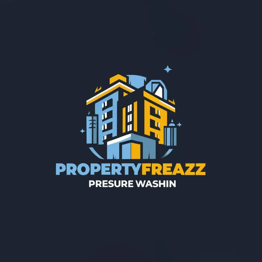 a logo design,with the text "PropertyFreakz", main symbol:Type: property maintenance and pressure washing
Influence: BoatJuice logo or open design,Moderate,clear background