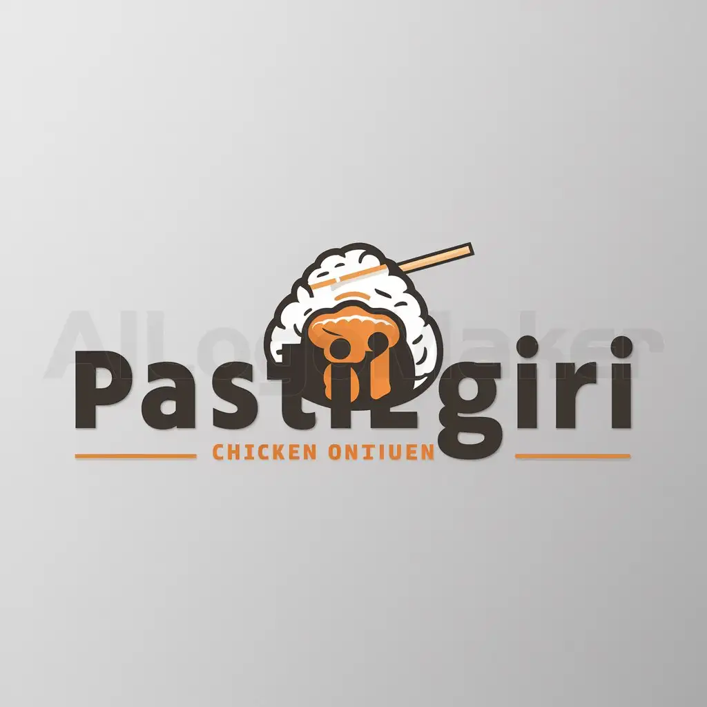 a logo design,with the text "PASTILGIRI", main symbol:Onigiri and Chicken,Moderate,be used in Food industry,clear background