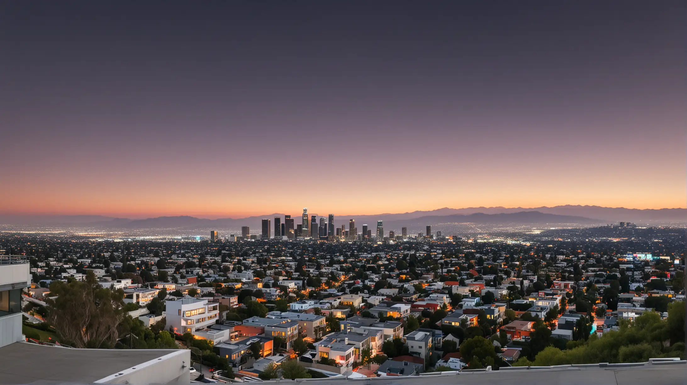 Panoramic Modern Los Angeles Cityscape with Vibrant Skies
