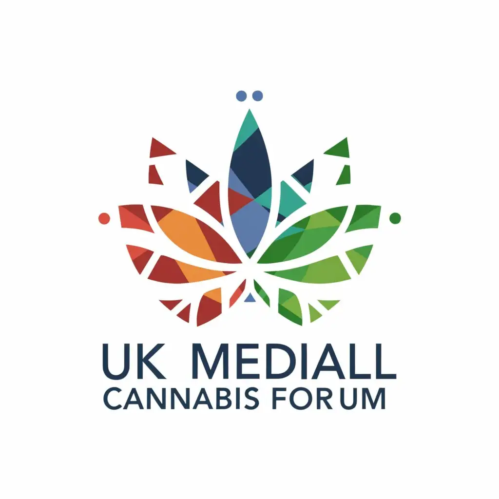 a logo design,with the text "UK Medical Cannabis Forum", main symbol:cannabis leaf inside circle logo geometric professional UK Flag,Minimalistic,be used in Medical Dental industry,clear background
