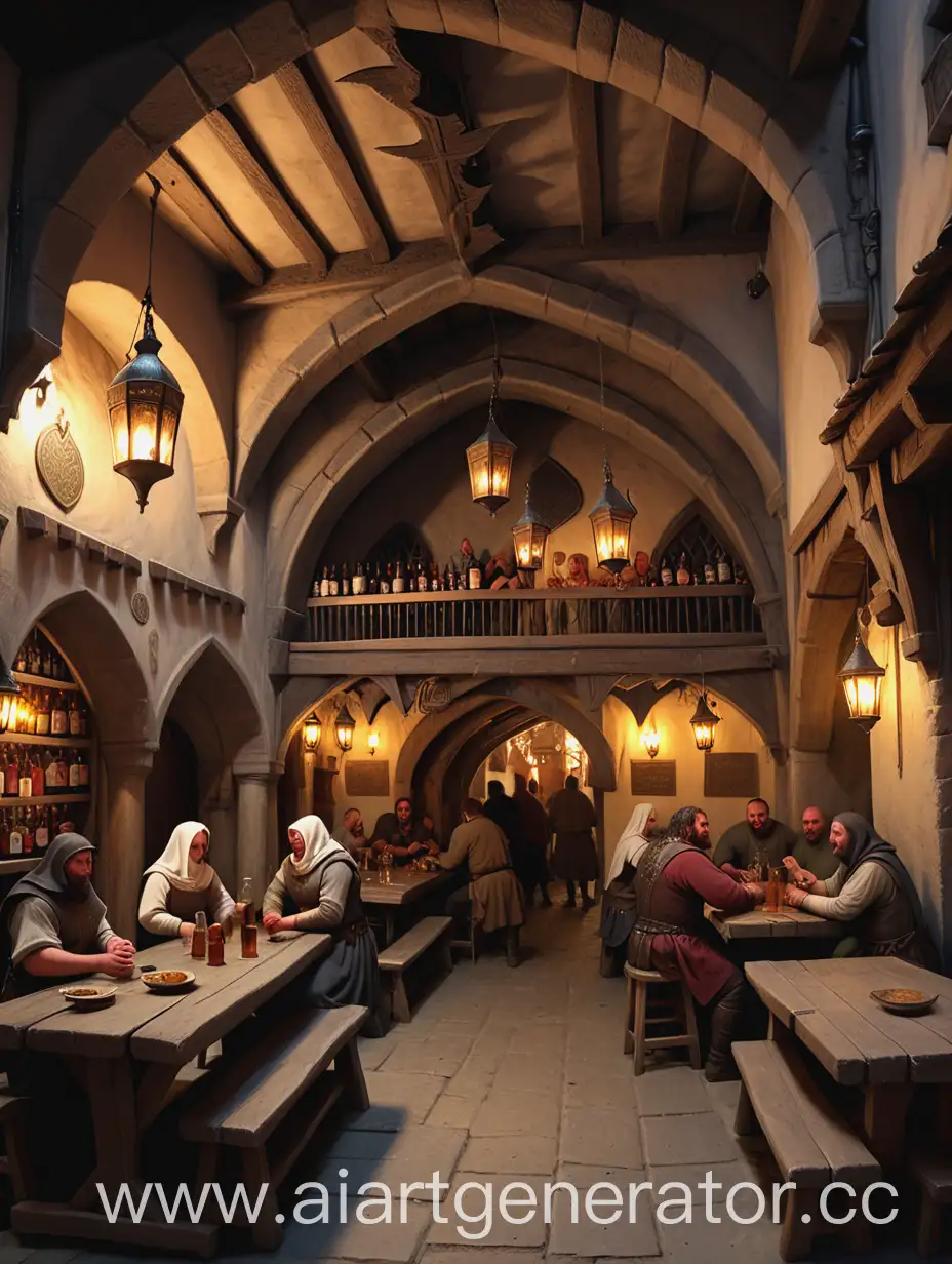 A medieval tavern in the central bazaar, run by a plump middle-aged female demon