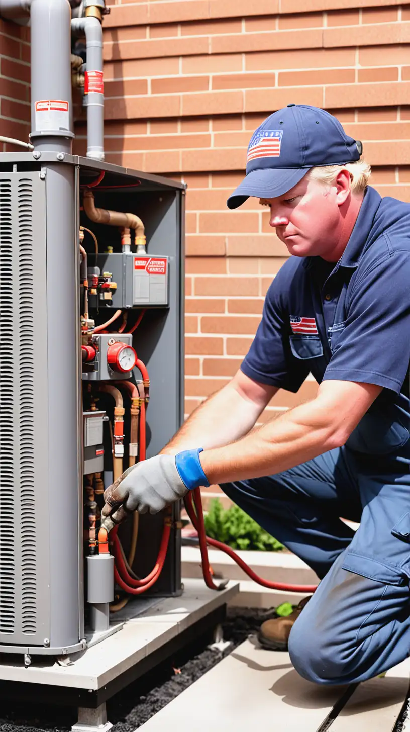 American Worker Conducting Heating Maintenance