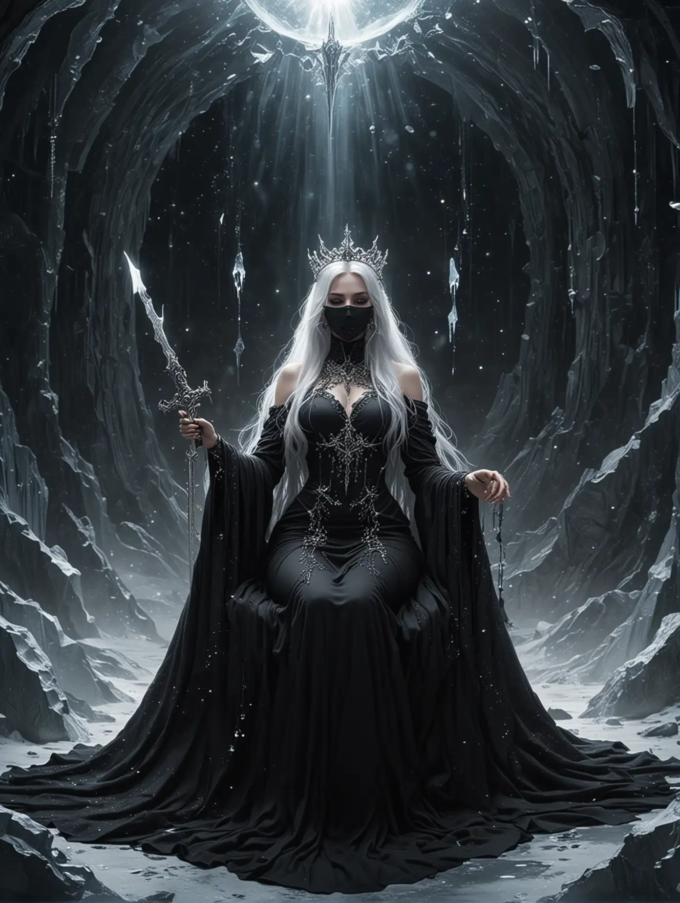 Ice-Goddess-on-Cosmic-Throne-with-Sword-and-Mask