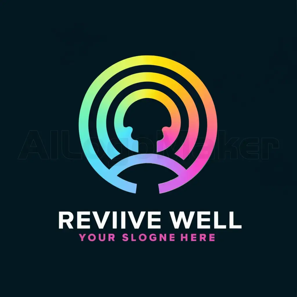 a logo design,with the text "Revive Well", main symbol:colourful logo with side face of a human filled with black colour with all colours around it,Moderate,be used in Sports Fitness industry,clear background