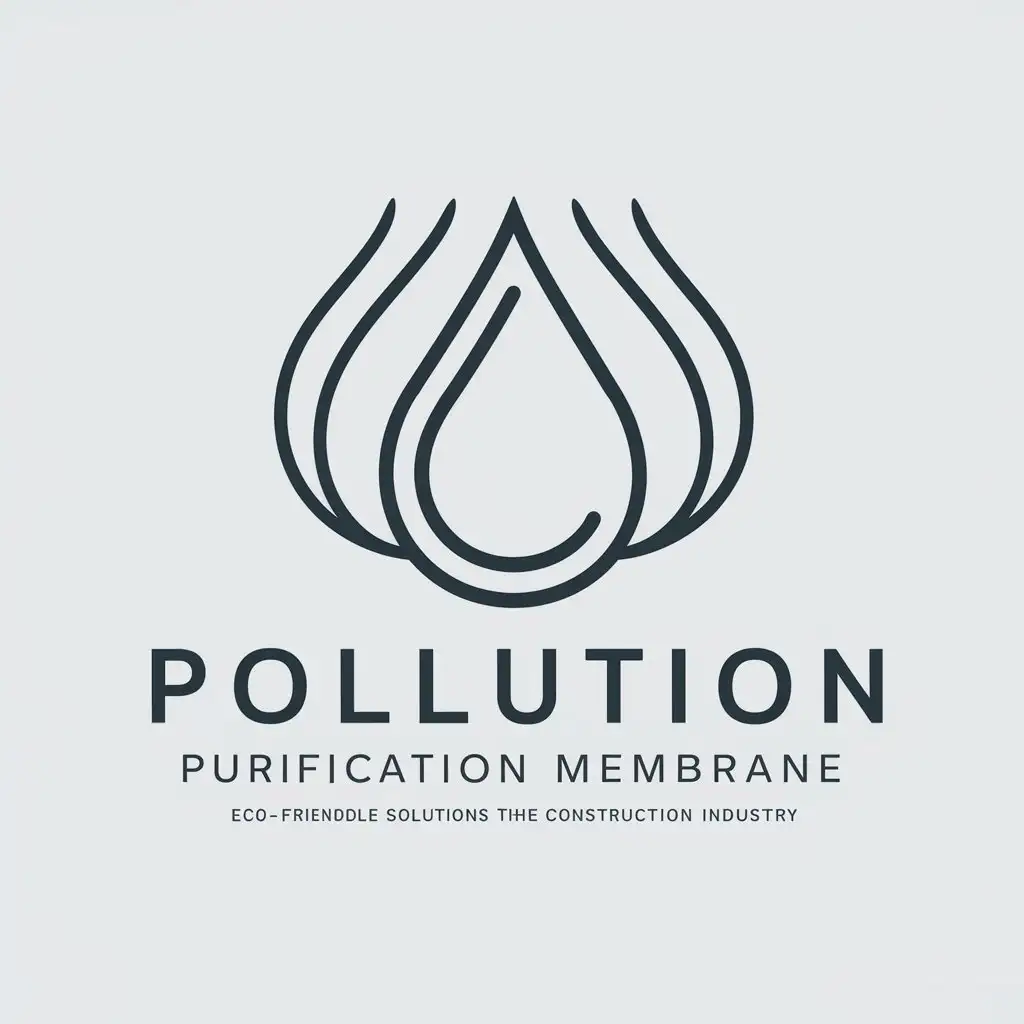 a logo design,with the text "pollution purification membrane", main symbol:water droplet,Moderate,be used in Construction industry,clear background