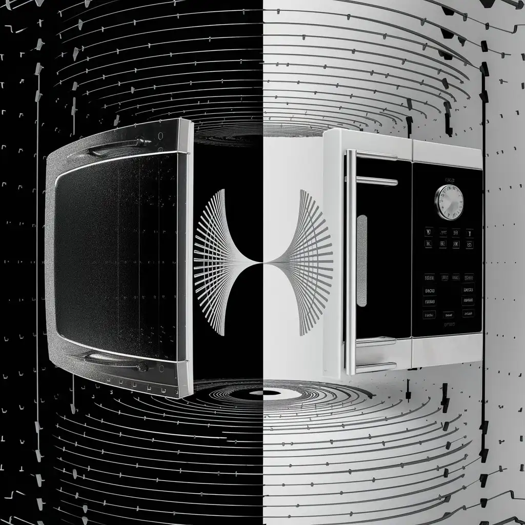 Make the microwave half black and half white, add interference and Einstein's Gate.