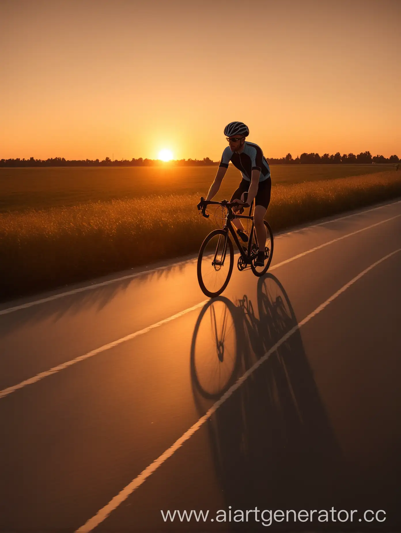 Cyclist-Riding-Bicycle-at-Sunset-Outdoor-Adventure-and-Active-Lifestyle