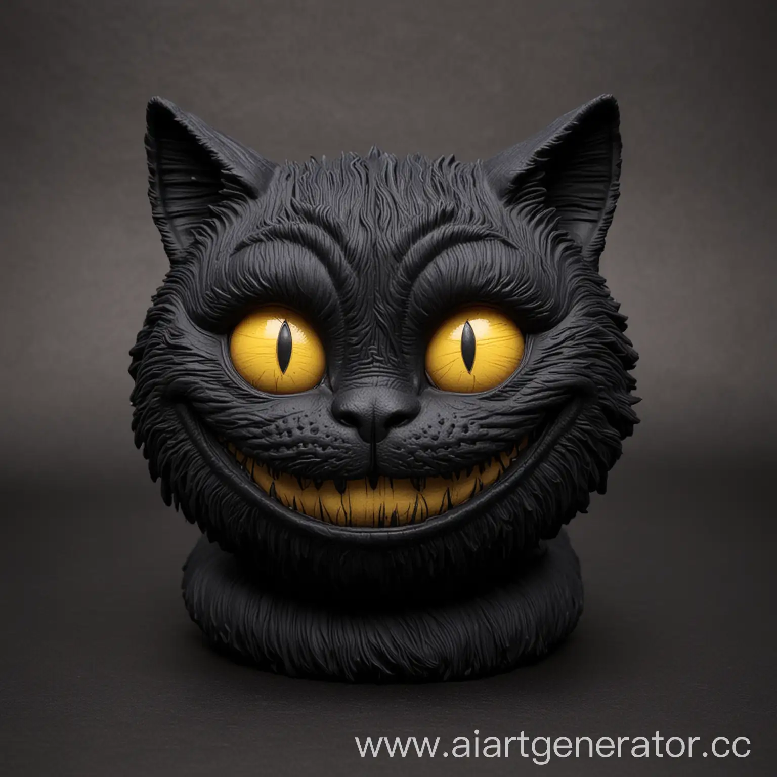 3D-Printed-Black-Cheshire-Cat-Sculpture