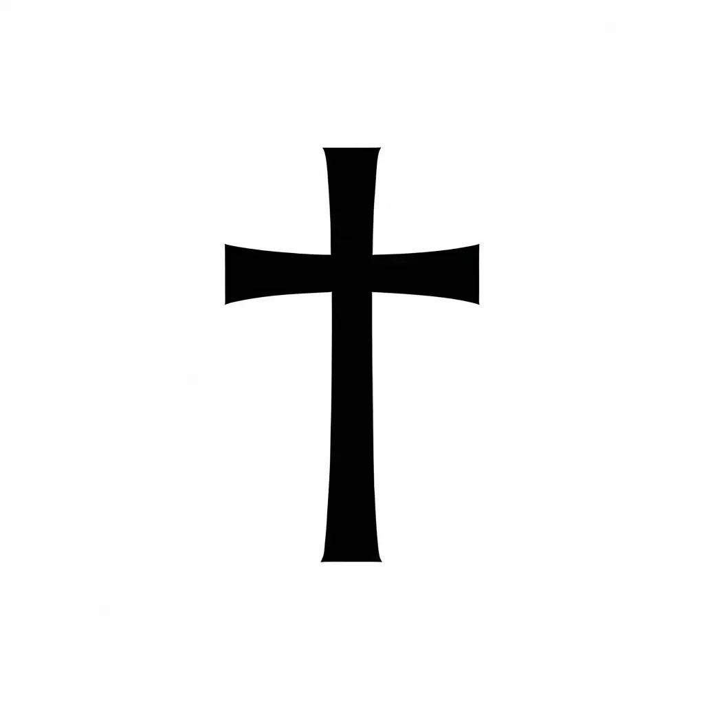 a minimalistic logo of a cross, black and white, white background