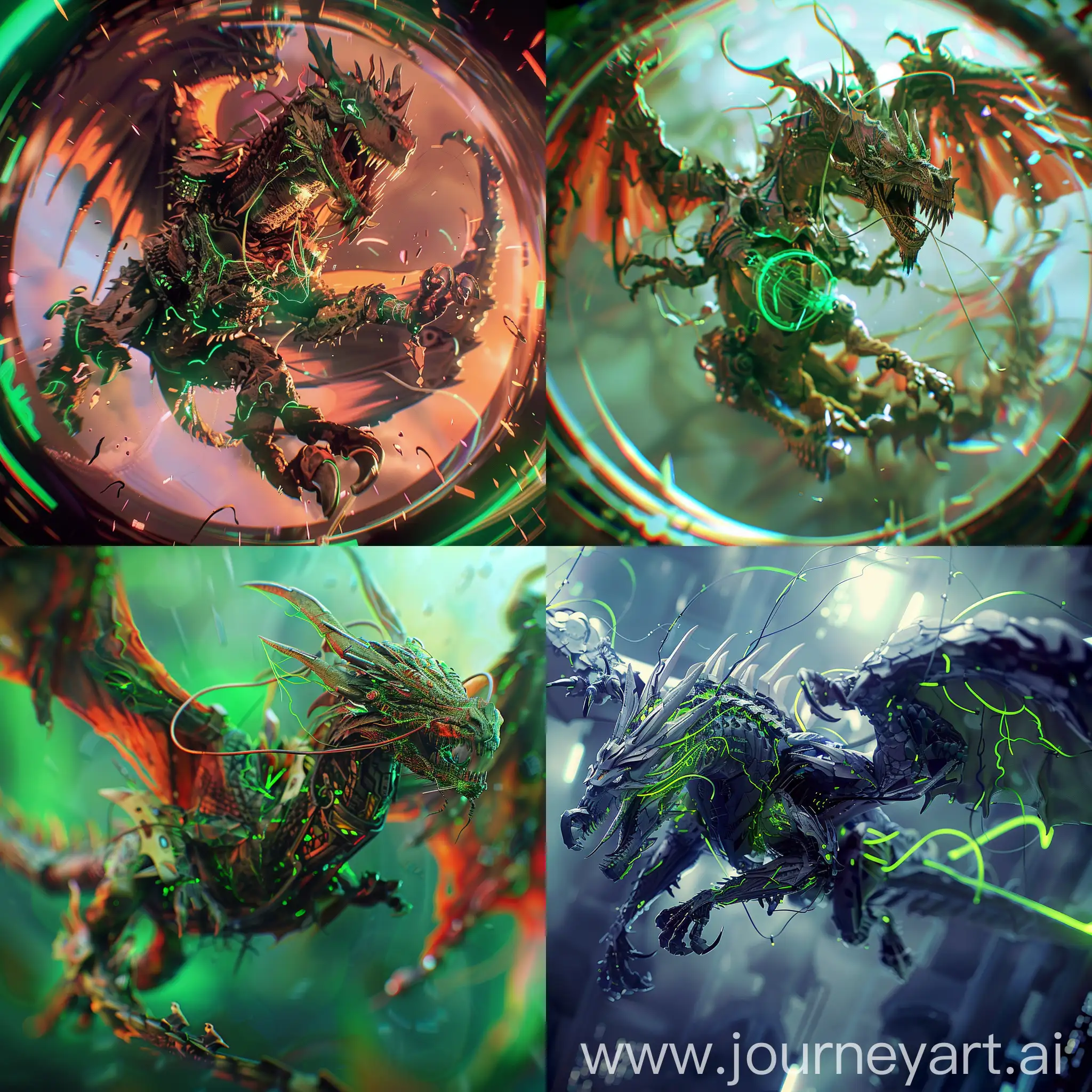 Cyberpunk-Dragon-Flying-Neon-Green-Futuristic-Fantasy-Art
