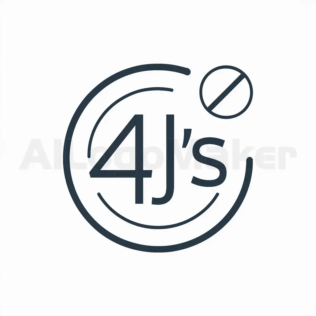 a logo design,with the text "4J's", main symbol:Round,Minimalistic,be used in Others industry,clear background