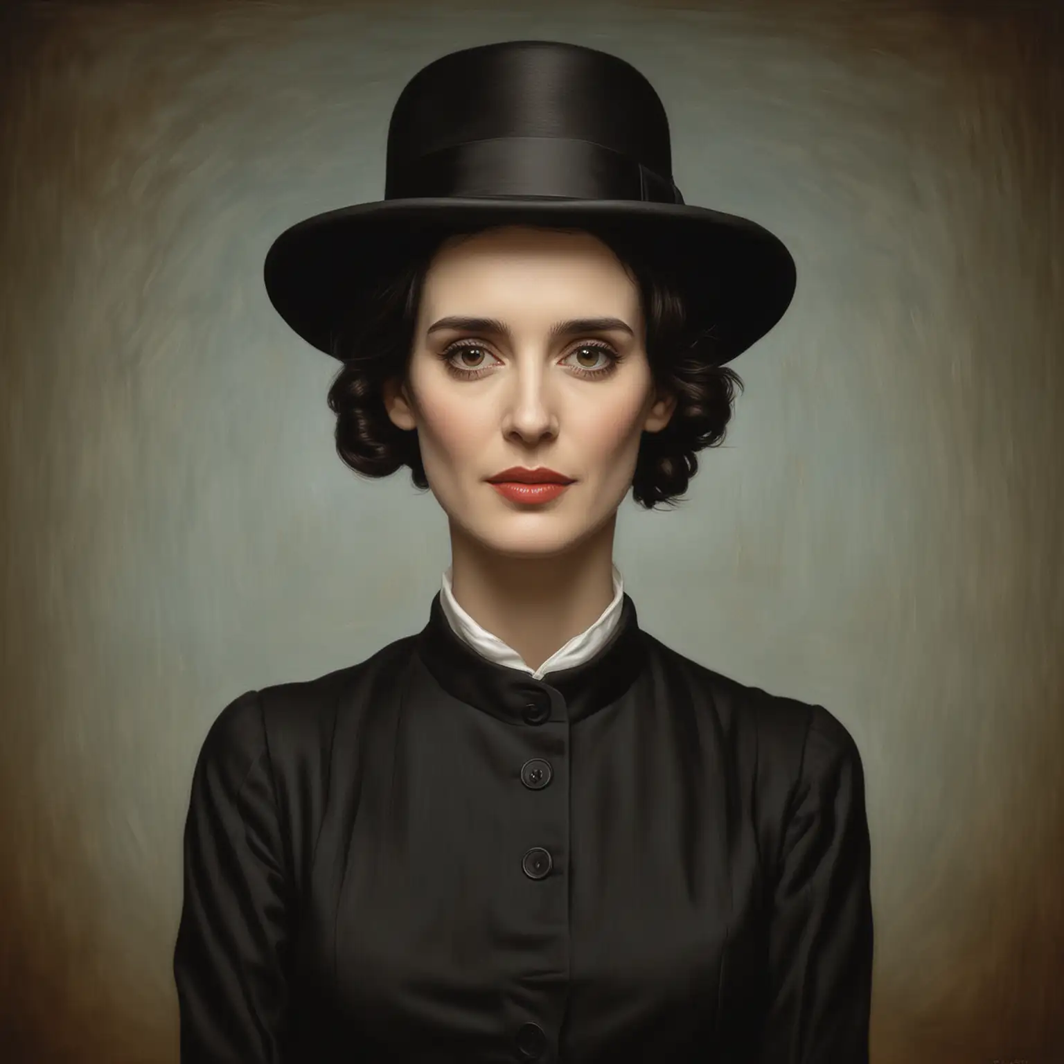 a portrait of winona ryder in the style of magritte
