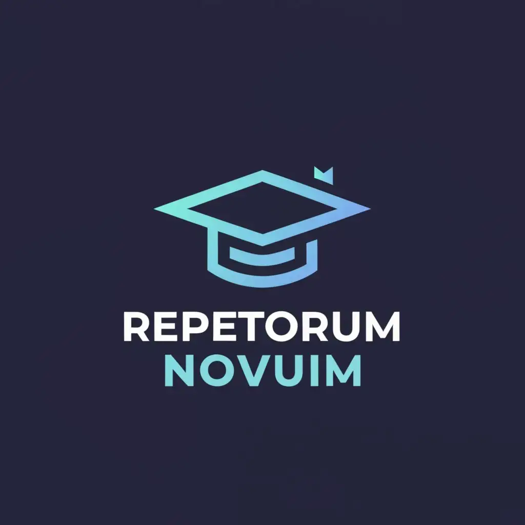 a logo design,with the text 'Repetitorium Novum', main symbol:A blue graduation cap,Moderate,be used in Education industry,clear background