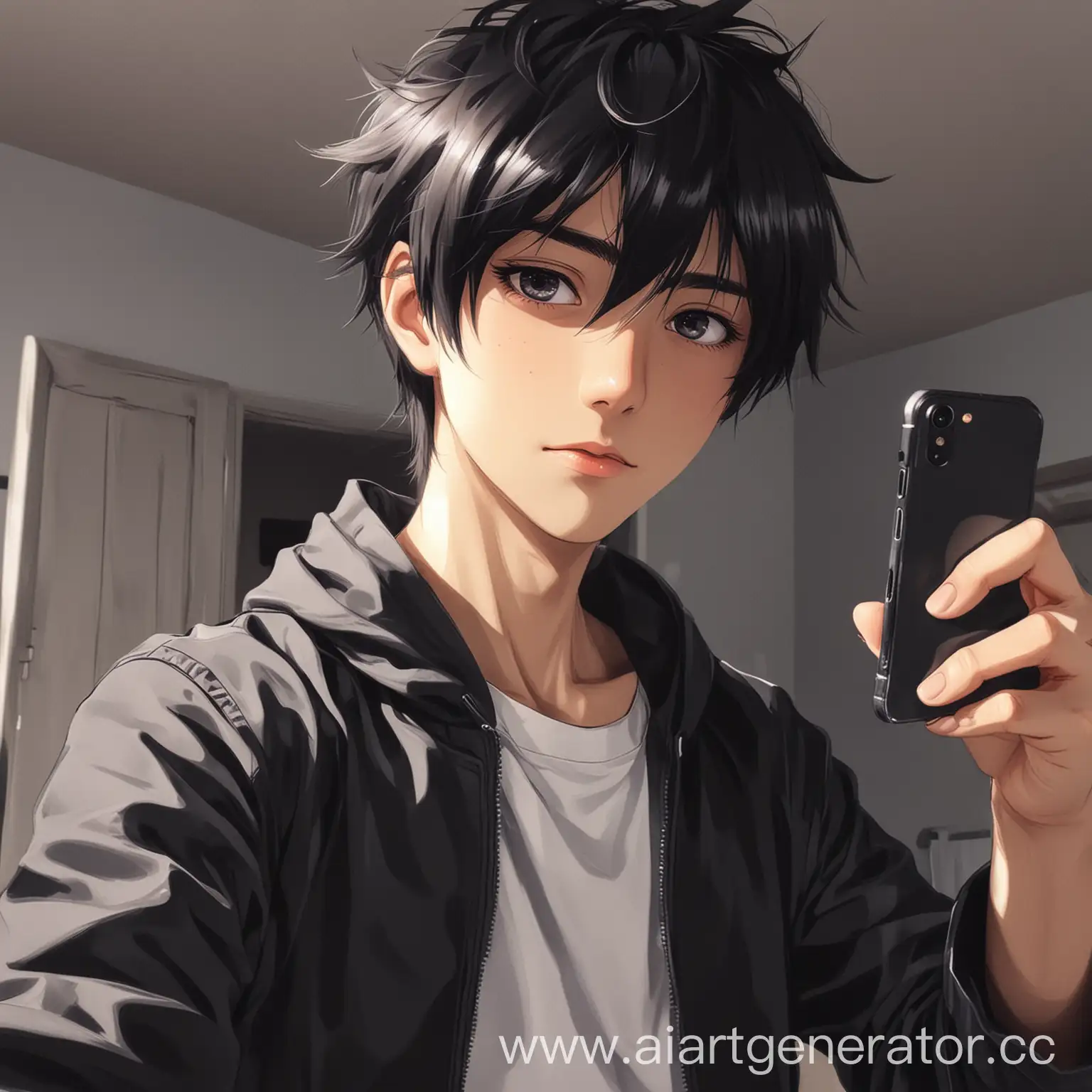 Anime-Boy-Taking-Selfie-in-Dramatic-Lighting