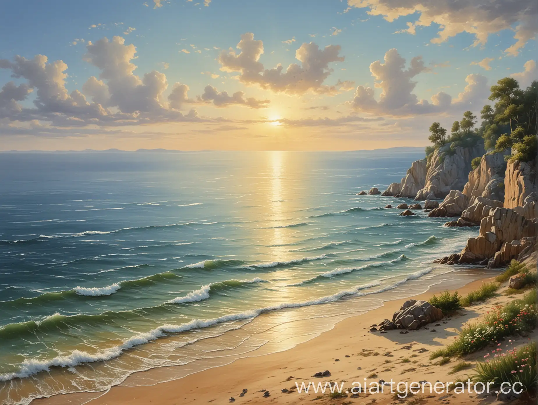 Tranquil-Summer-Seascape-Idyllic-Beach-View-with-Azure-Waters