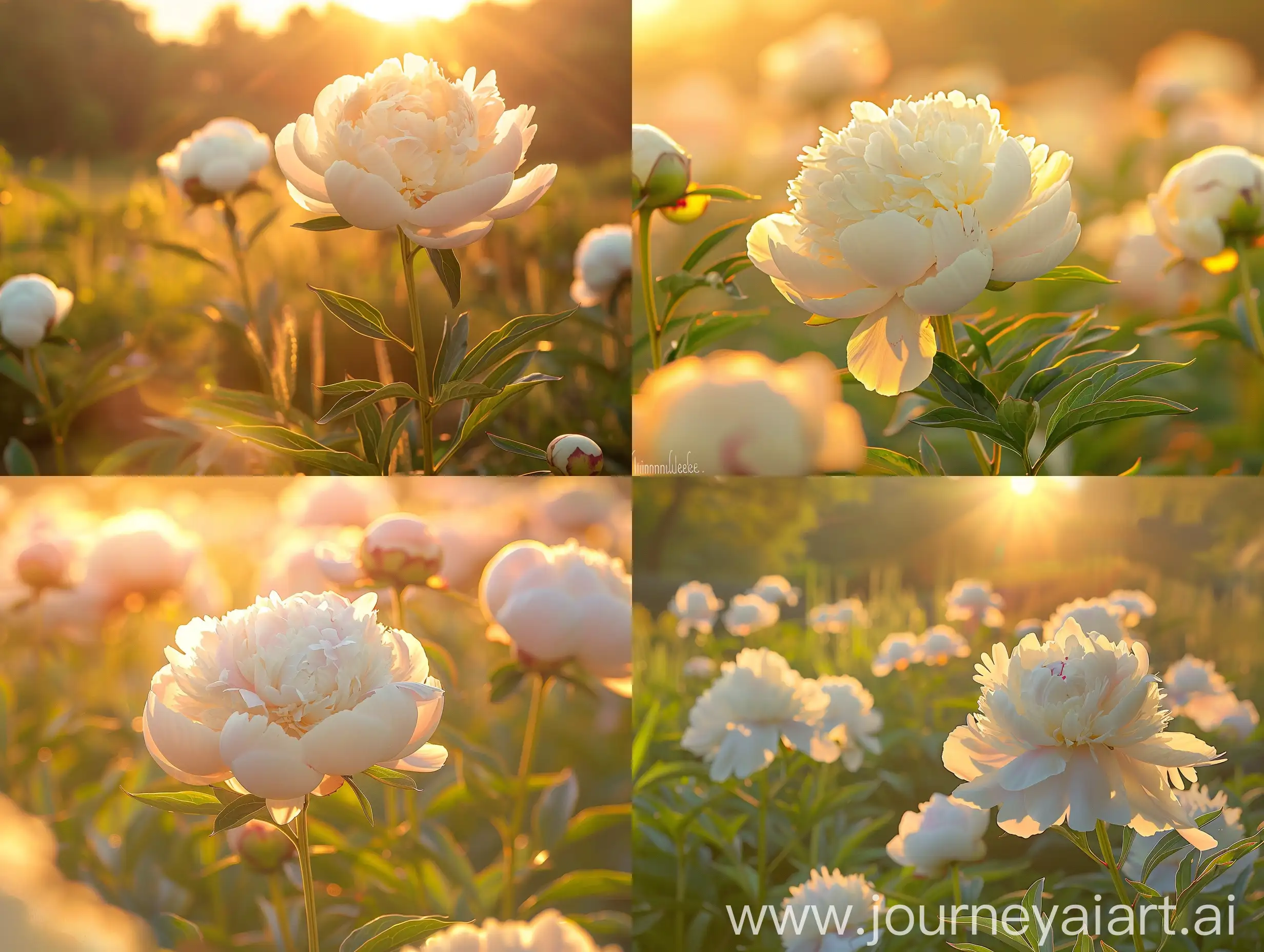 Tranquil-Scene-Immaculee-Peony-Bathed-in-Golden-Sunlight