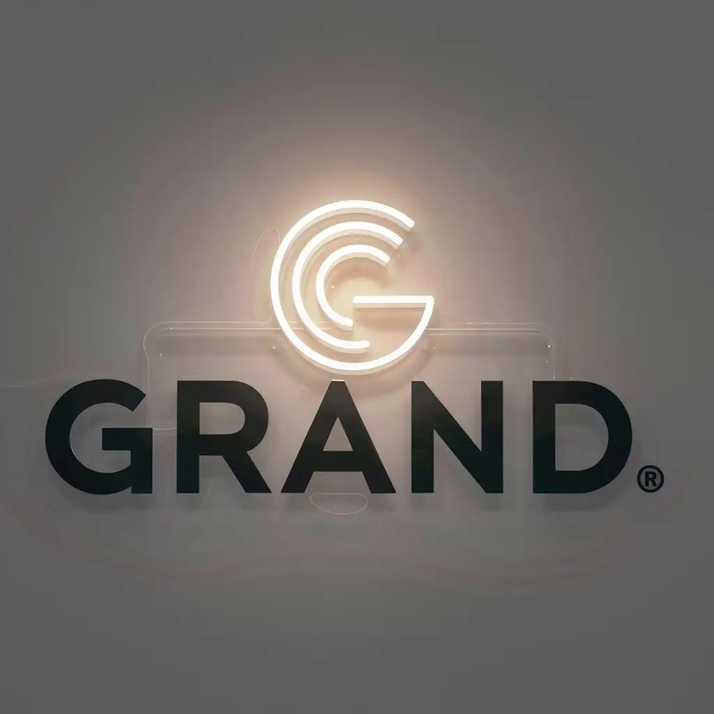 a logo design,with the text "GRAND", main symbol:Neon,Moderate,clear background