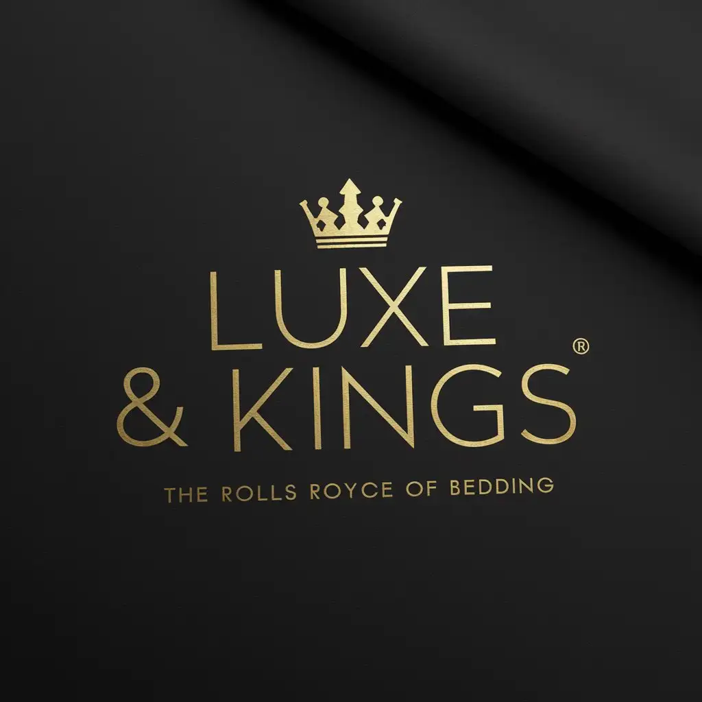a logo design,with the text "Luxe & Kings''The Rolls Royce of Bedding", main symbol:clean and wordmark marketing logo design. The preferred color gold.  must be a black paper mockup,Moderate,clear background