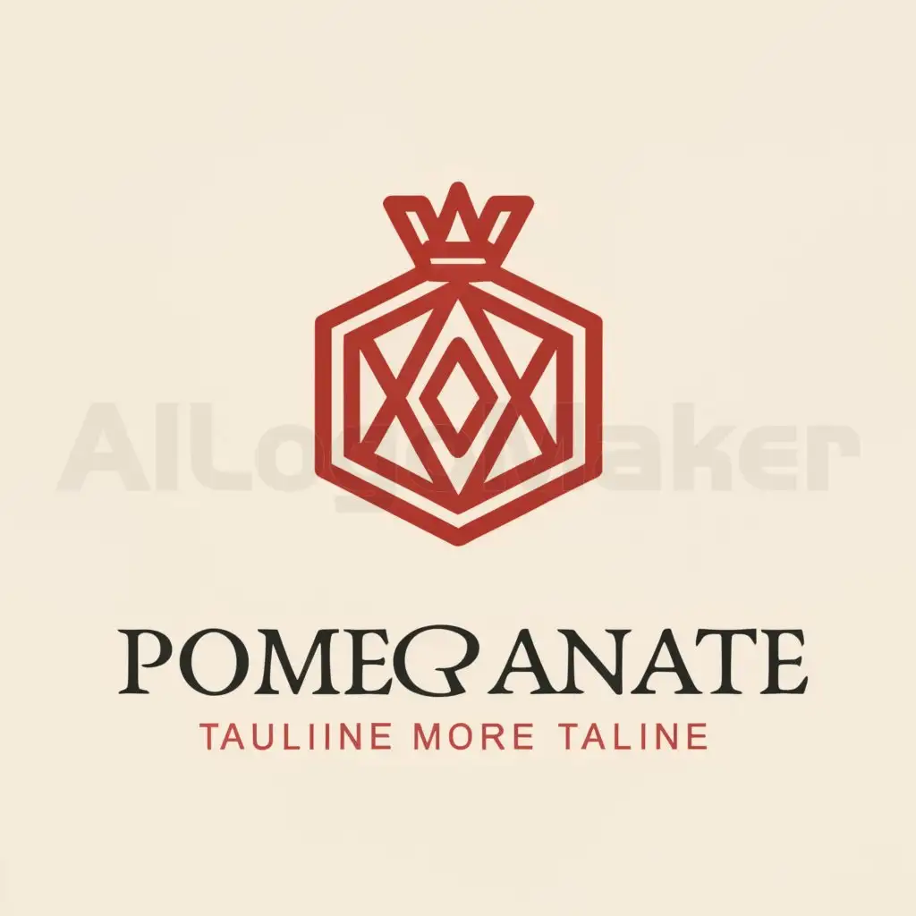 a logo design,with the text "Pomegranate", main symbol:Pomegranate, Manchu pattern, unity, hexagon,Moderate,be used in Travel industry,clear background