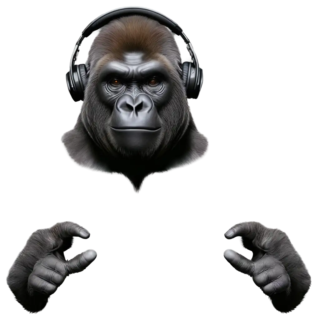 gorilla DJ with headsets