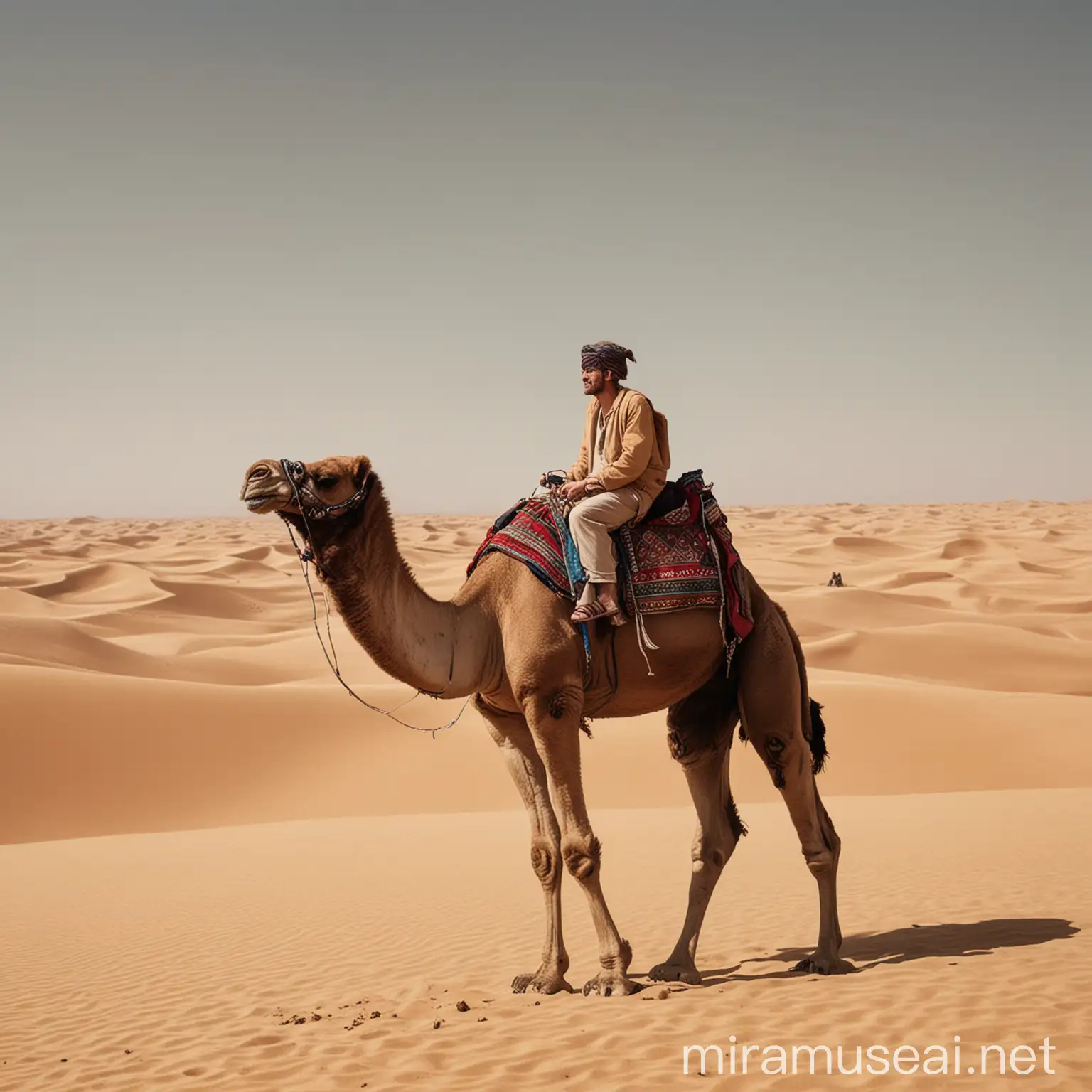 Английский читатель в поисках, на верблюде в пустыне