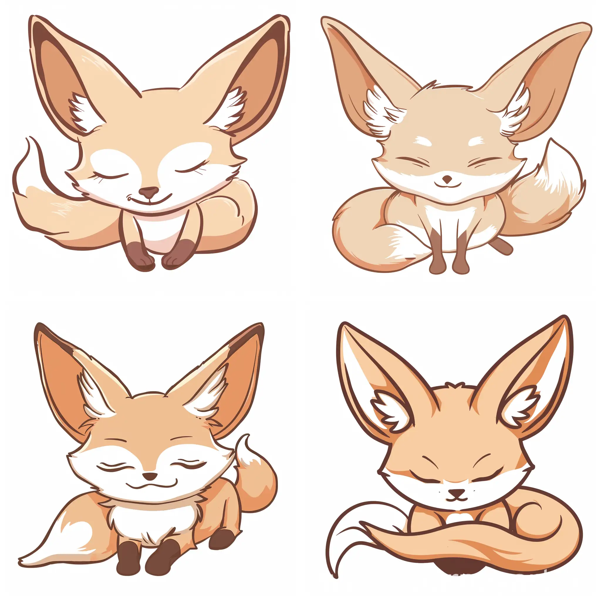 fennec fox kitsune logo cute sleeping