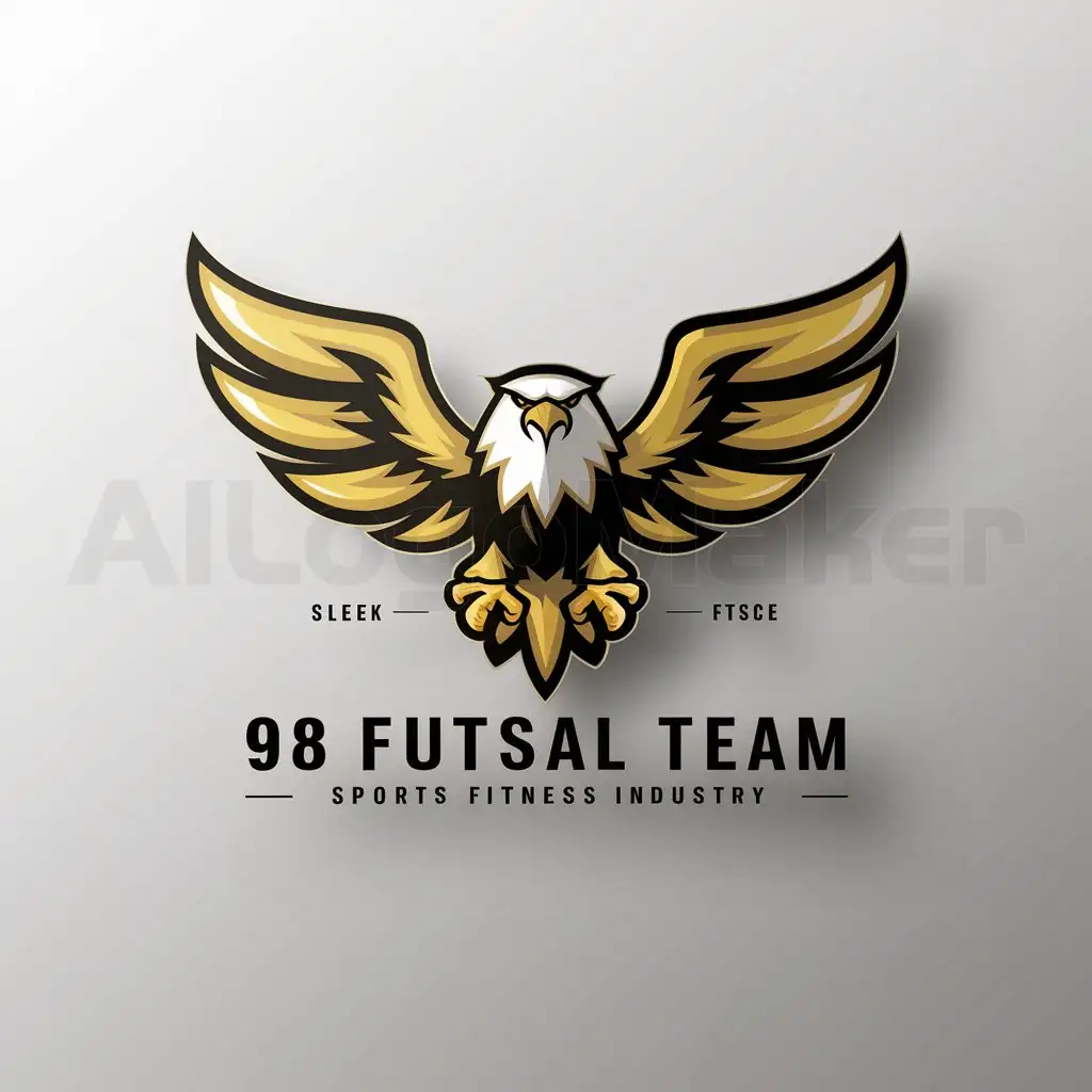a logo design,with the text "98 Futsal Team", main symbol:Golden Eagle,Minimalistic,be used in Sports Fitness industry,clear background
