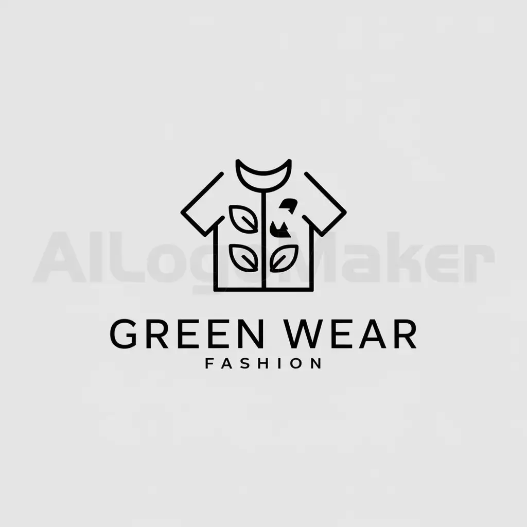 a logo design,with the text "GREEN WEAR", main symbol:una camisa, plantas and recycling symbol,Minimalistic,clear background