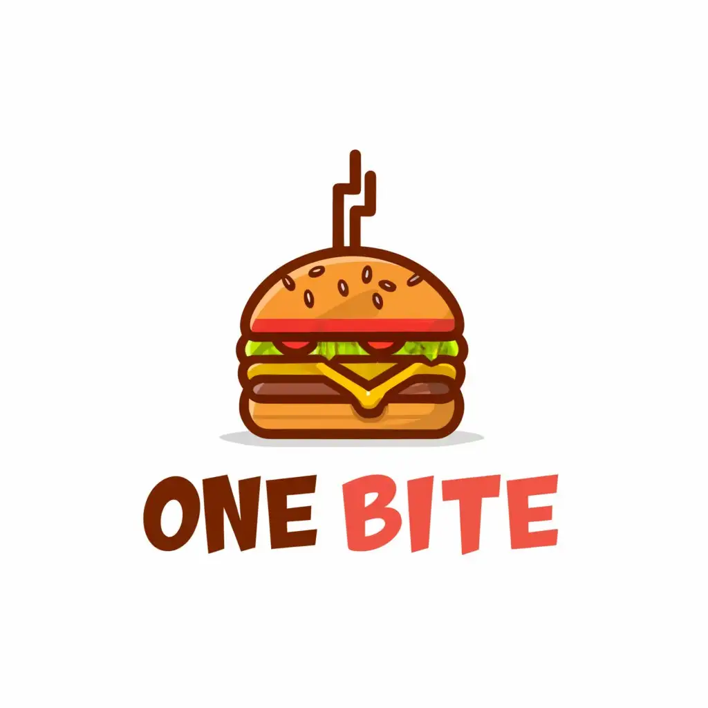 a logo design,with the text "one bite", main symbol:burger,Moderate,be used in Restaurant industry,clear background